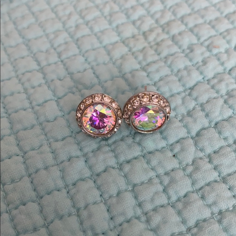 Iridescent rhinestone earrings